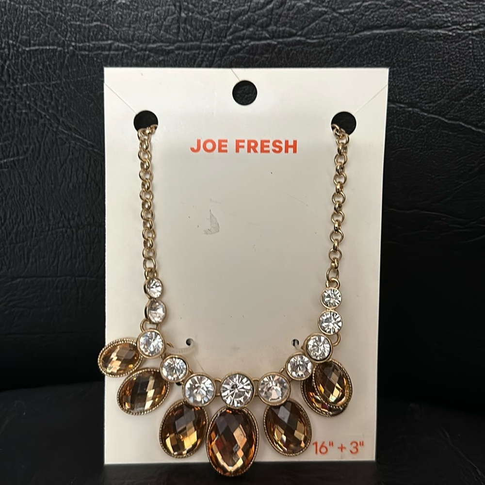 Statement brown and silver with gold tone necklace
